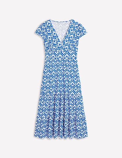 Eloise Tiered Jersey Dress-Gallery Blue, Ivy Trellis-5