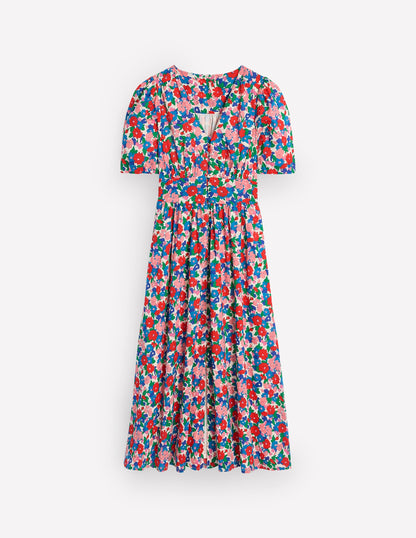 Lillian Cotton Midi Dress-Multi, Painterly Meadow-6