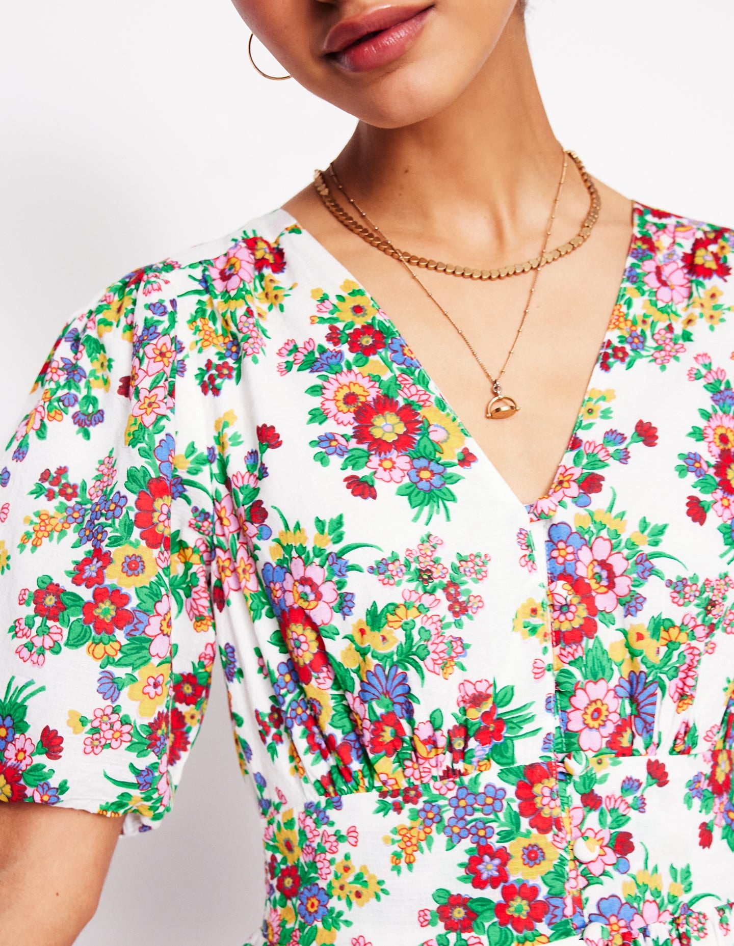 Lillian Cotton Midi Dress-Multi, Bouquet Cluster - Image 3