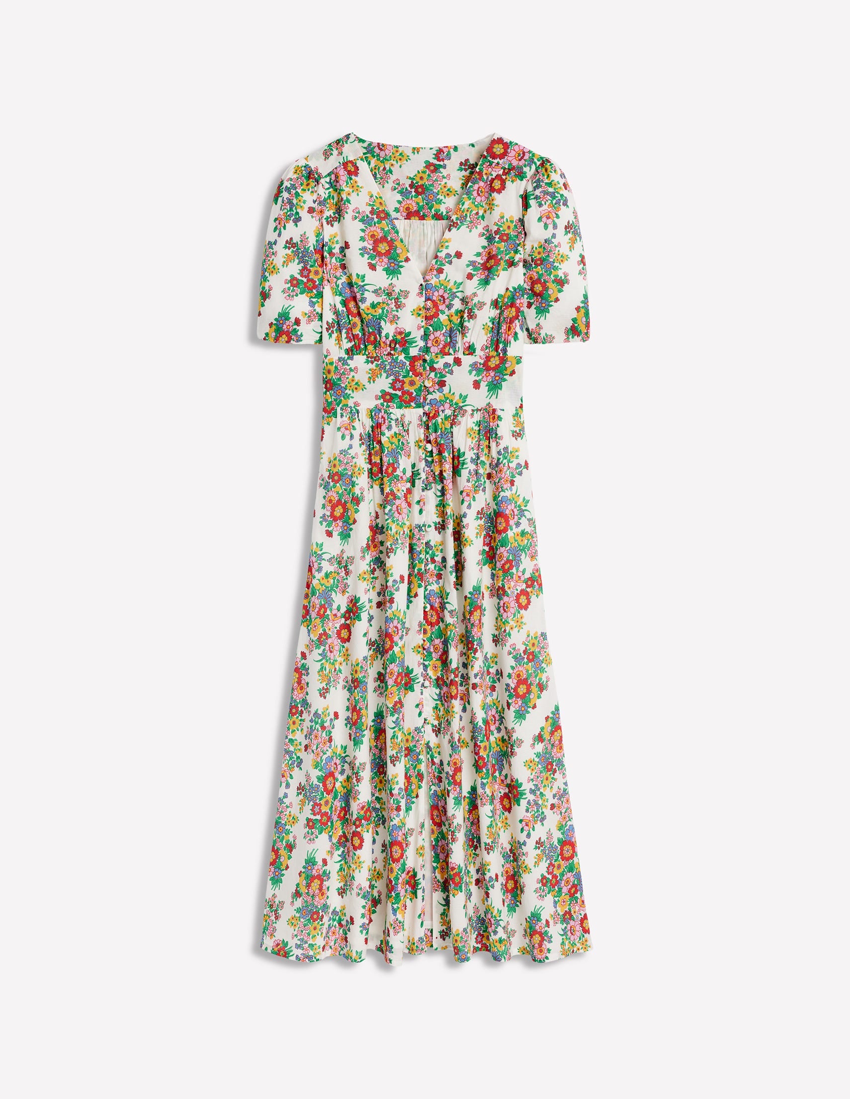 Lillian Cotton Midi Dress-Multi, Bouquet Cluster - Image 7
