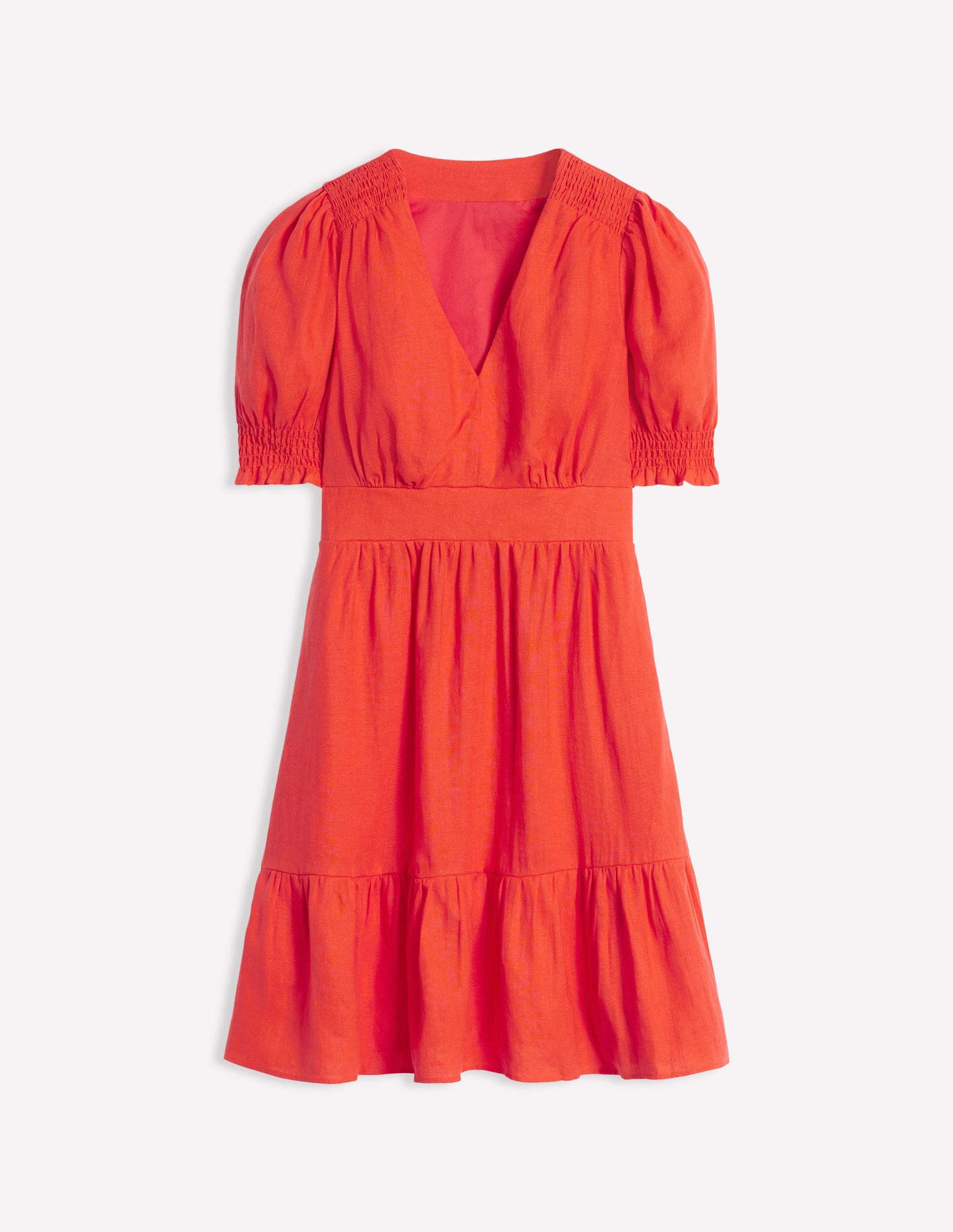 Anna Linen Short Dress-Firecracker Red