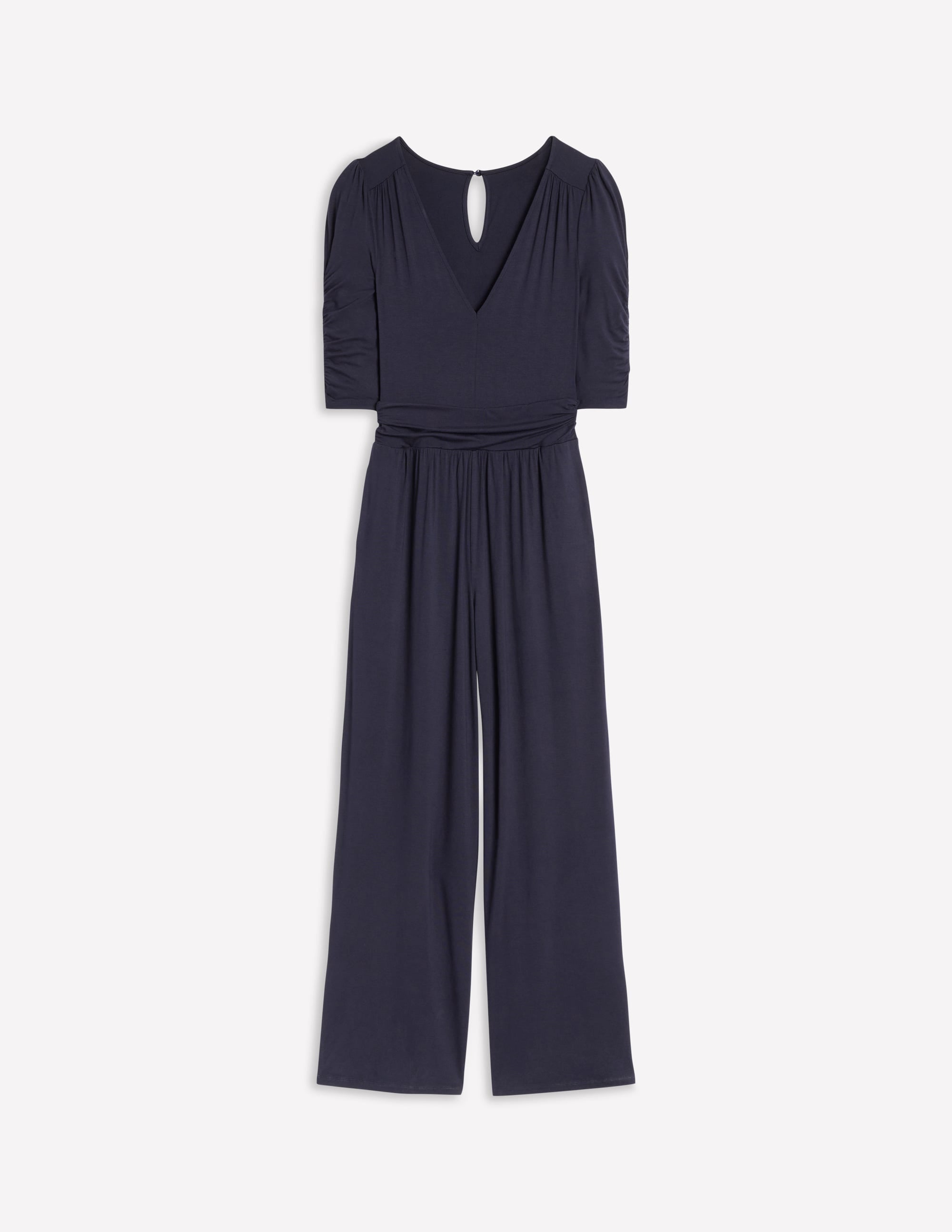 Ruched Waist Jumpsuit-Navy - Image 5