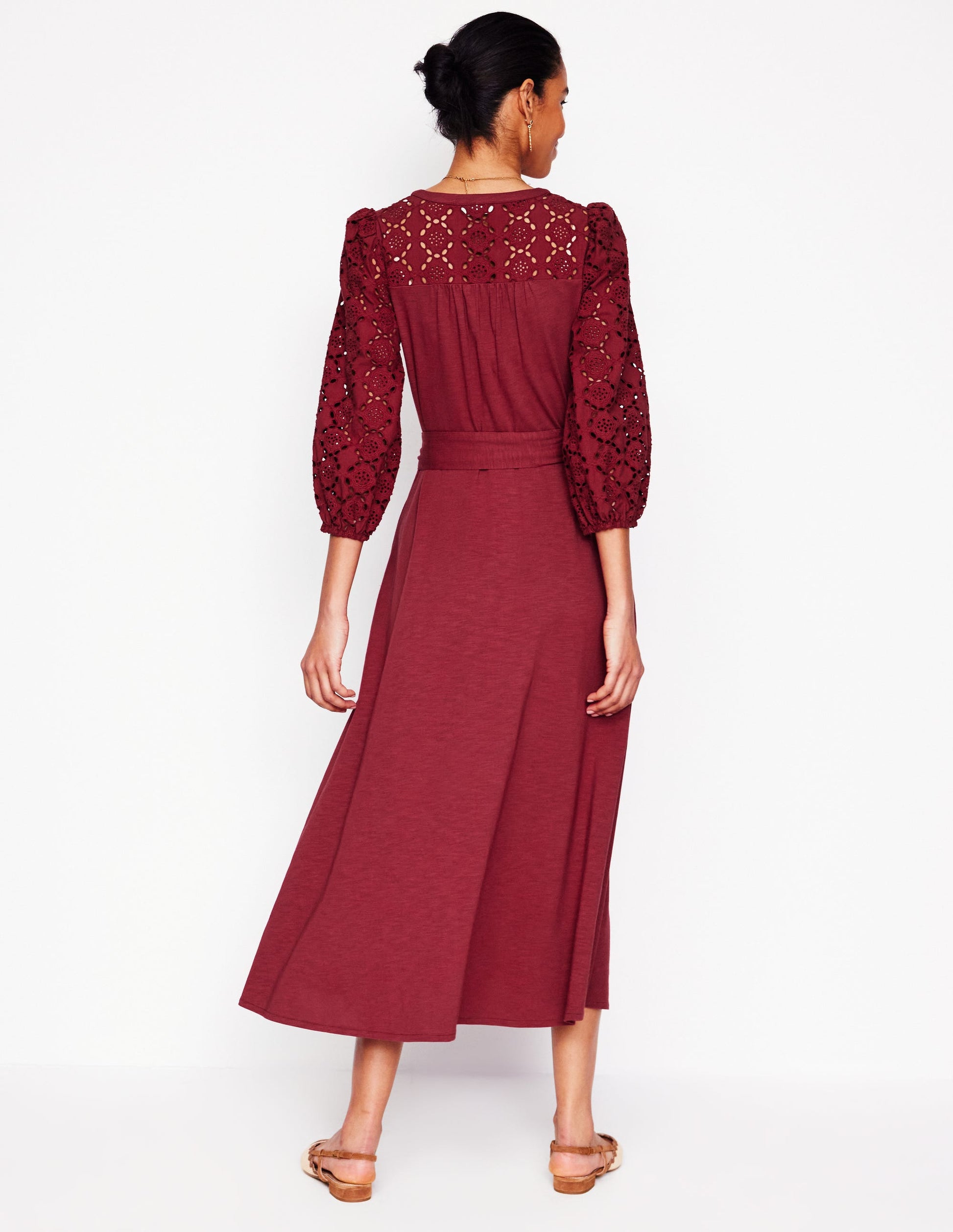 Eden Broderie Jersey Dress-Garnet Red-4