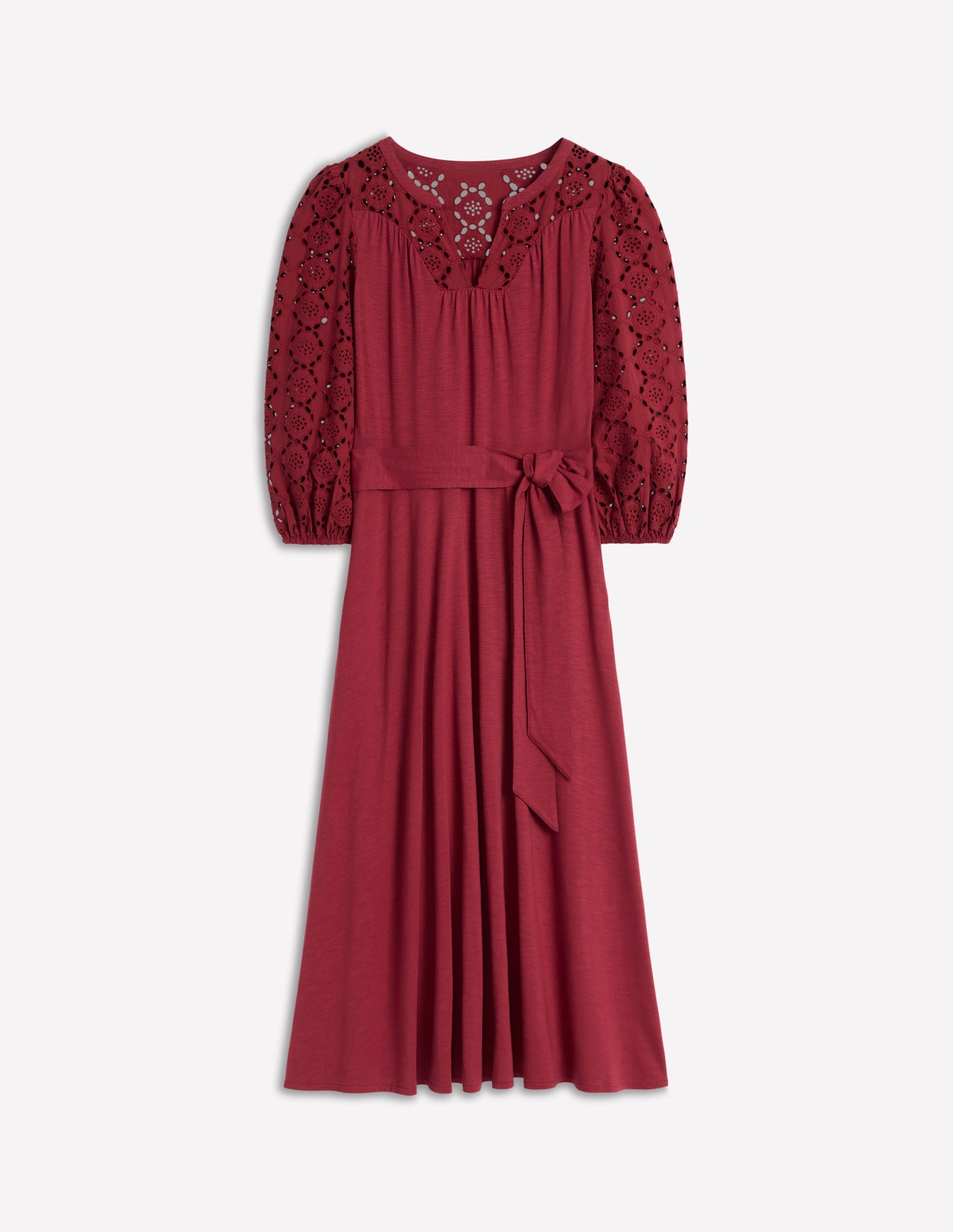 Eden Broderie Jersey Dress-Garnet Red-6