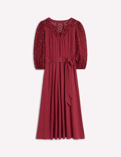 Eden Broderie Jersey Dress-Garnet Red-6