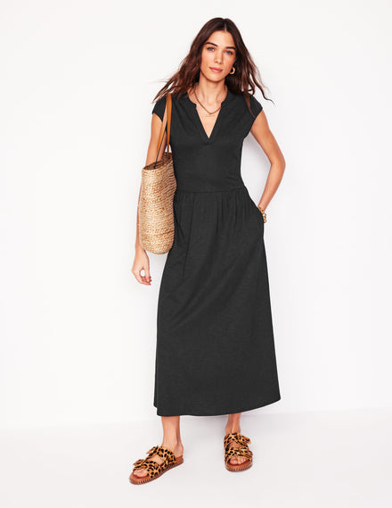 Chloe Jersey Midi Dress-Black