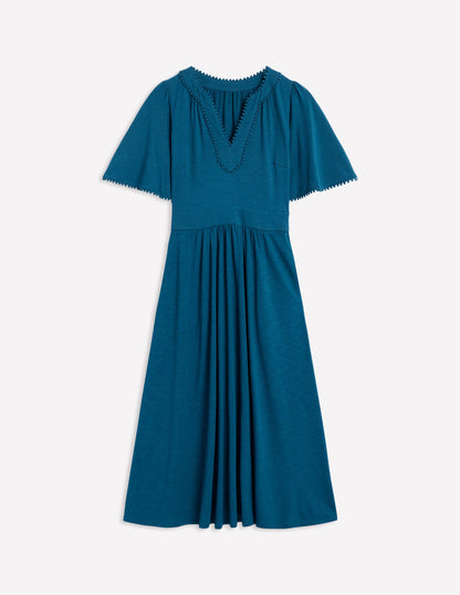 Maddie Trim Jersey Dress-Harbour Blue