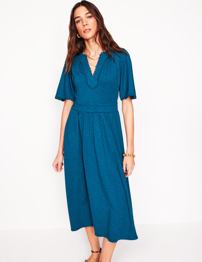 Maddie Trim Jersey Dress-Harbour Blue