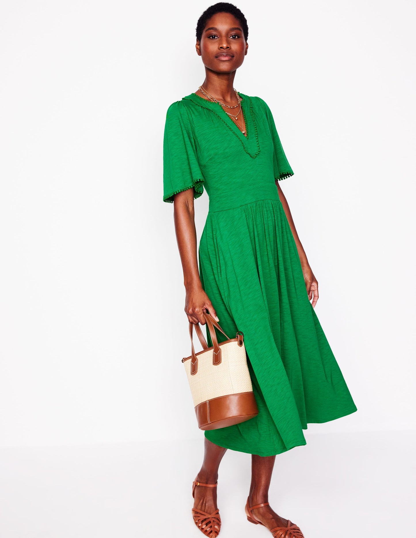 Maddie Trim Jersey Dress-Paradise Green