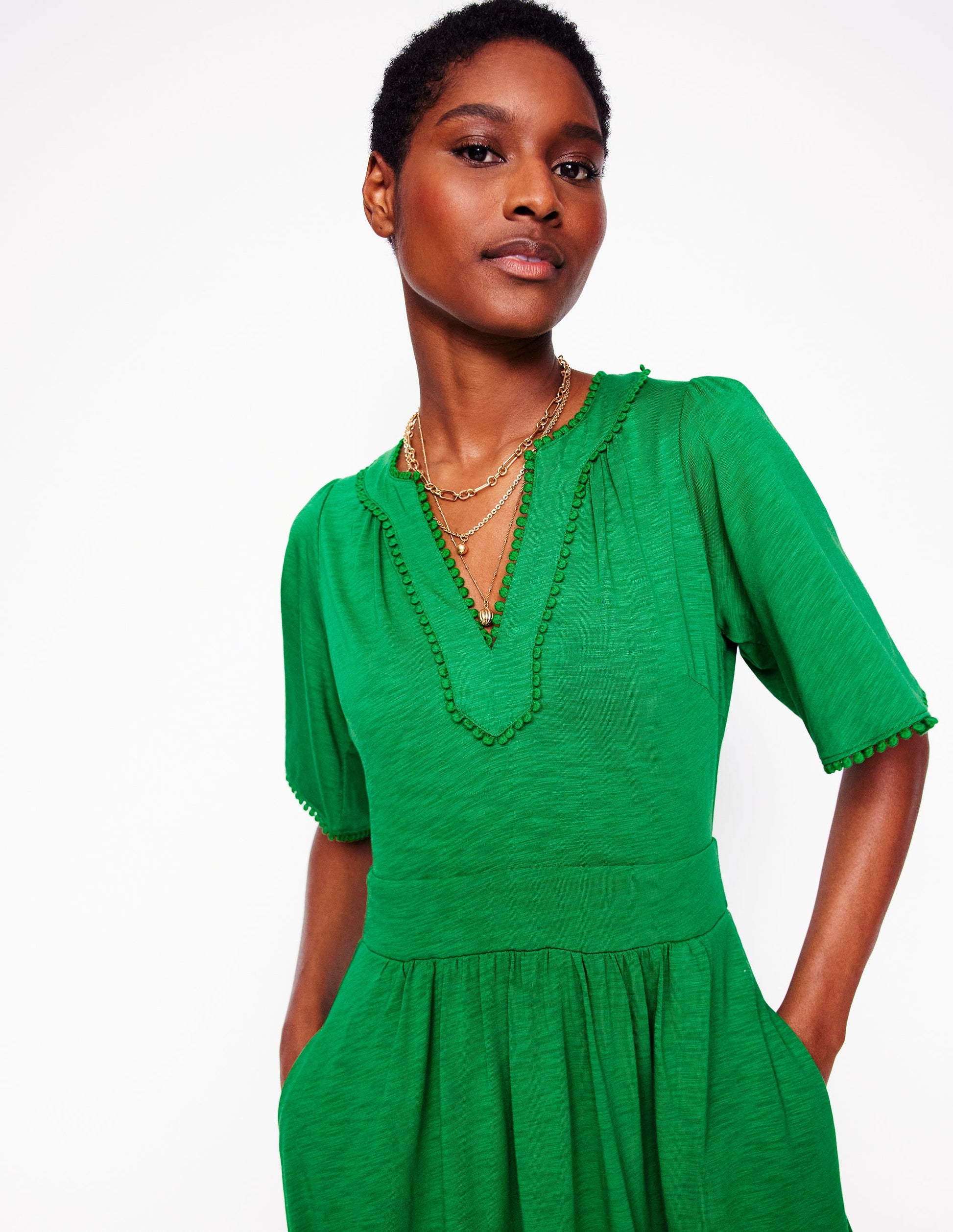 maddie trim jersey dress Maddie Trim Jersey Dress-Paradise Green