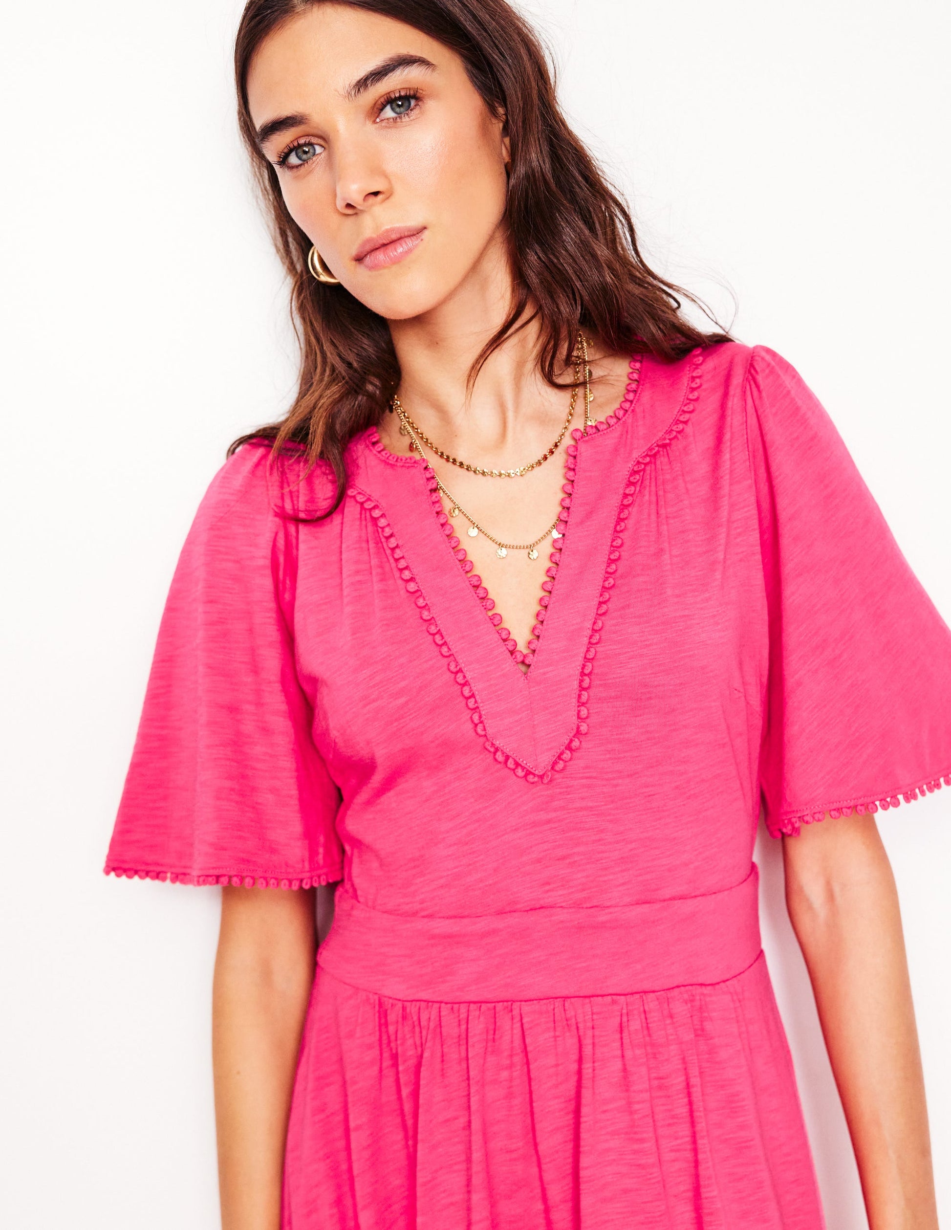 Maddie Trim Jersey Dress-Camelia Pink-2