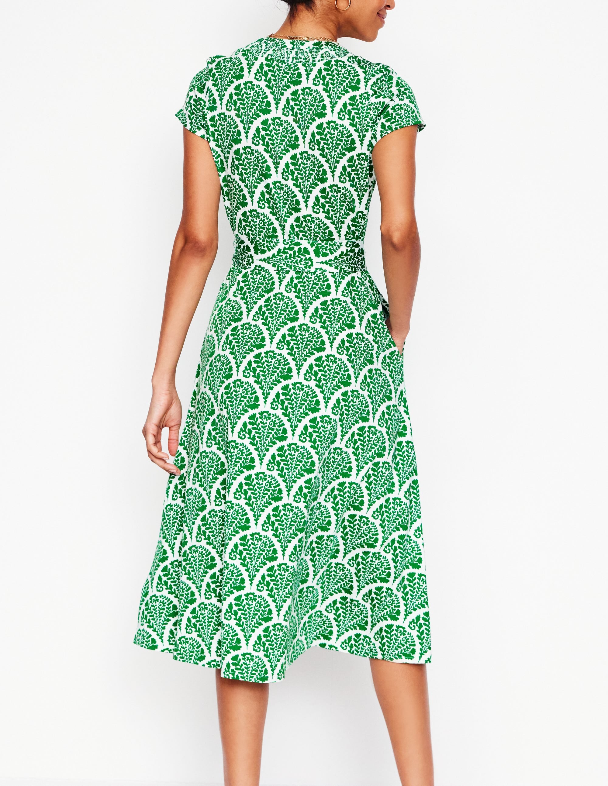 Sara Jersey Shirt Dress-Rich Emerald, Blossomy - Image 3