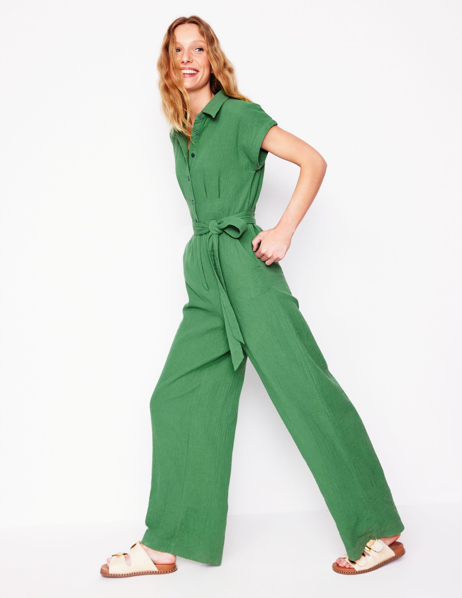 Colette Double Cloth Jumpsuit-Paradise Green-4