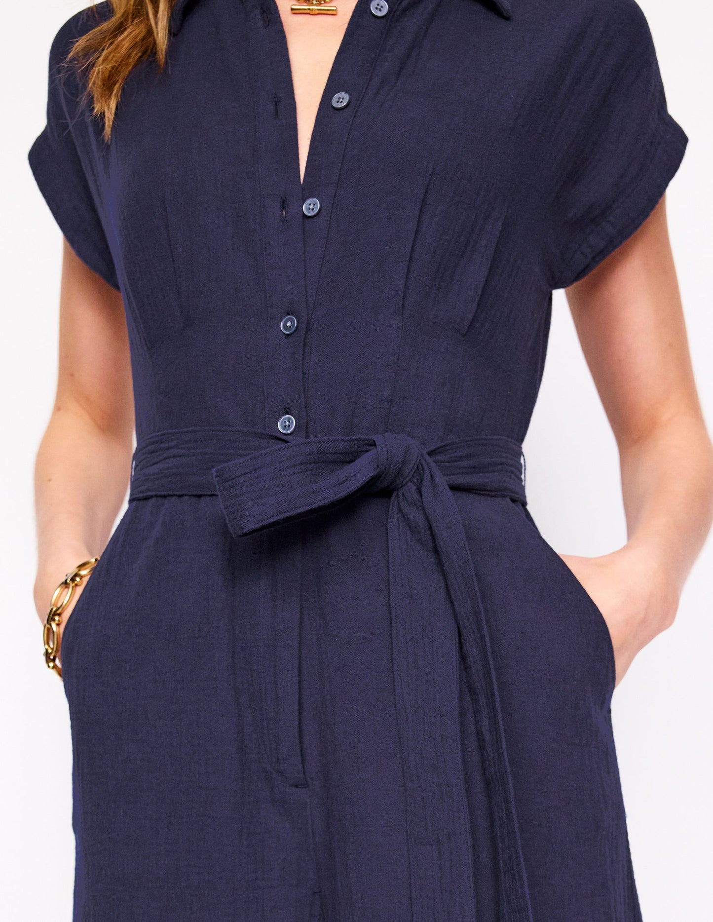 Colette Double Cloth Jumpsuit-Navy