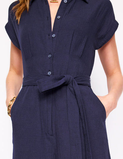 Colette Double Cloth Jumpsuit-Navy-2