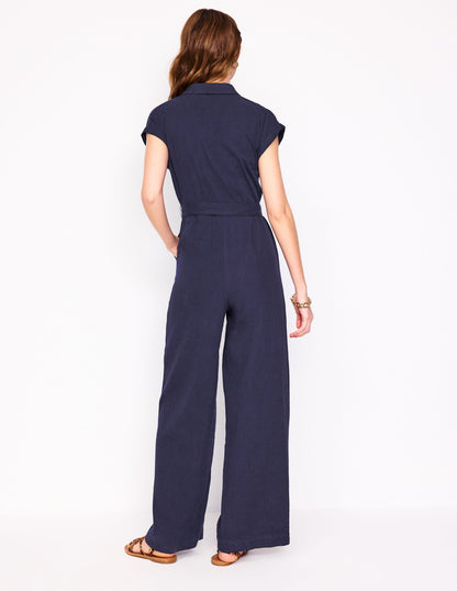 Colette Double Cloth Jumpsuit-Navy-3