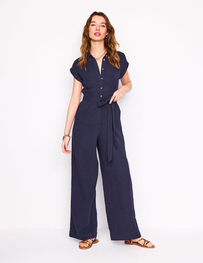 Colette Double Cloth Jumpsuit-Navy-4