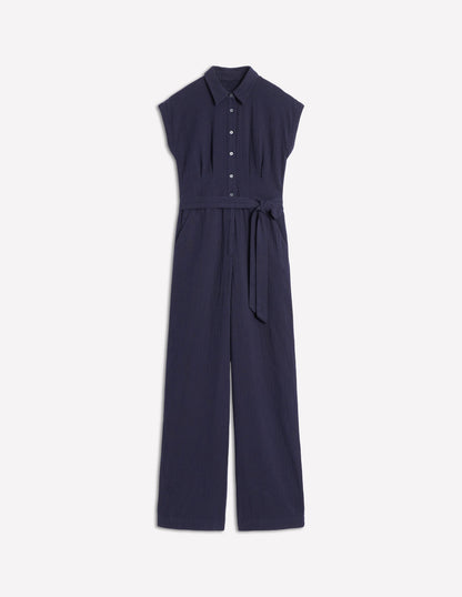 Colette Double Cloth Jumpsuit-Navy-5