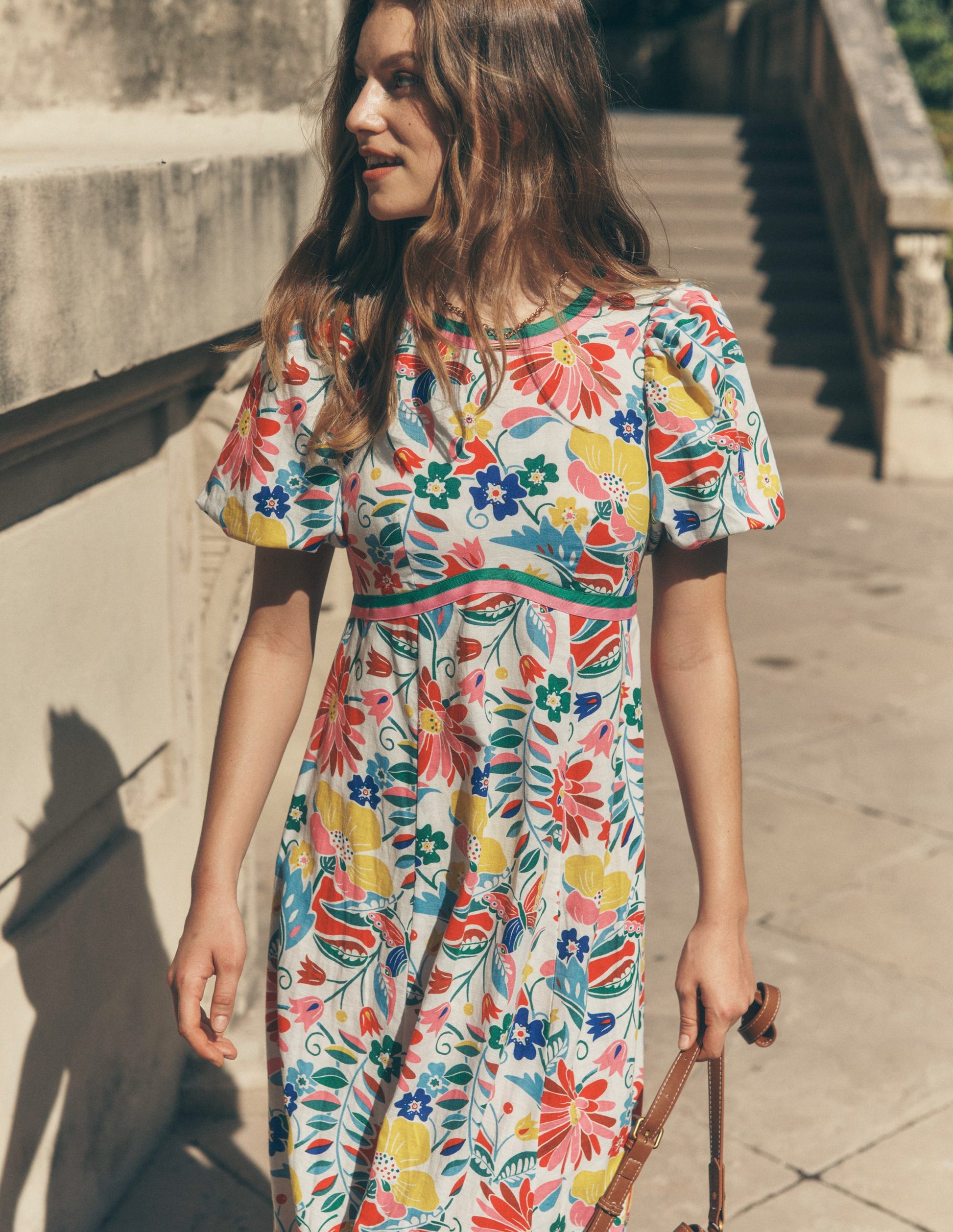 Empire Linen Tea Dress-Multi, Wildflower Trail-6