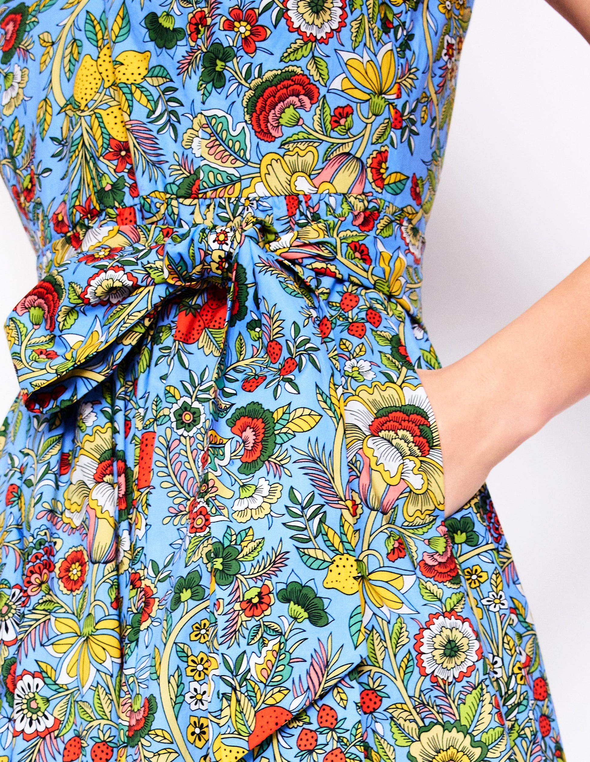 V-Neck Belted Flare Dress-Multi, Citrus Vine | Boden Global V-Neck Belted Flare Dress-Multi, Citrus Vine | Boden Global