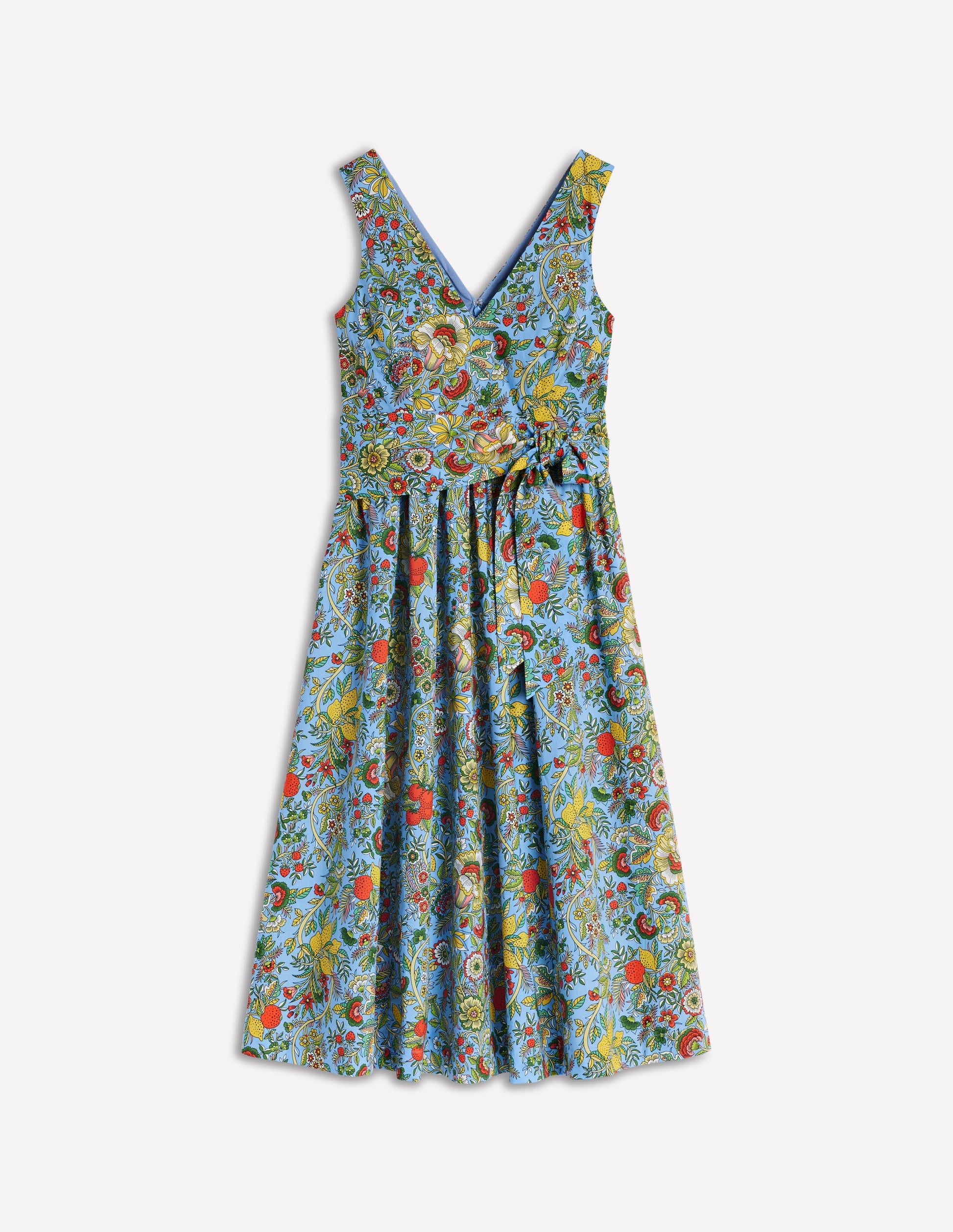 V-Neck Belted Flare Dress-Multi, Citrus Vine | Boden Global V-Neck Belted Flare Dress-Multi, Citrus Vine | Boden Global