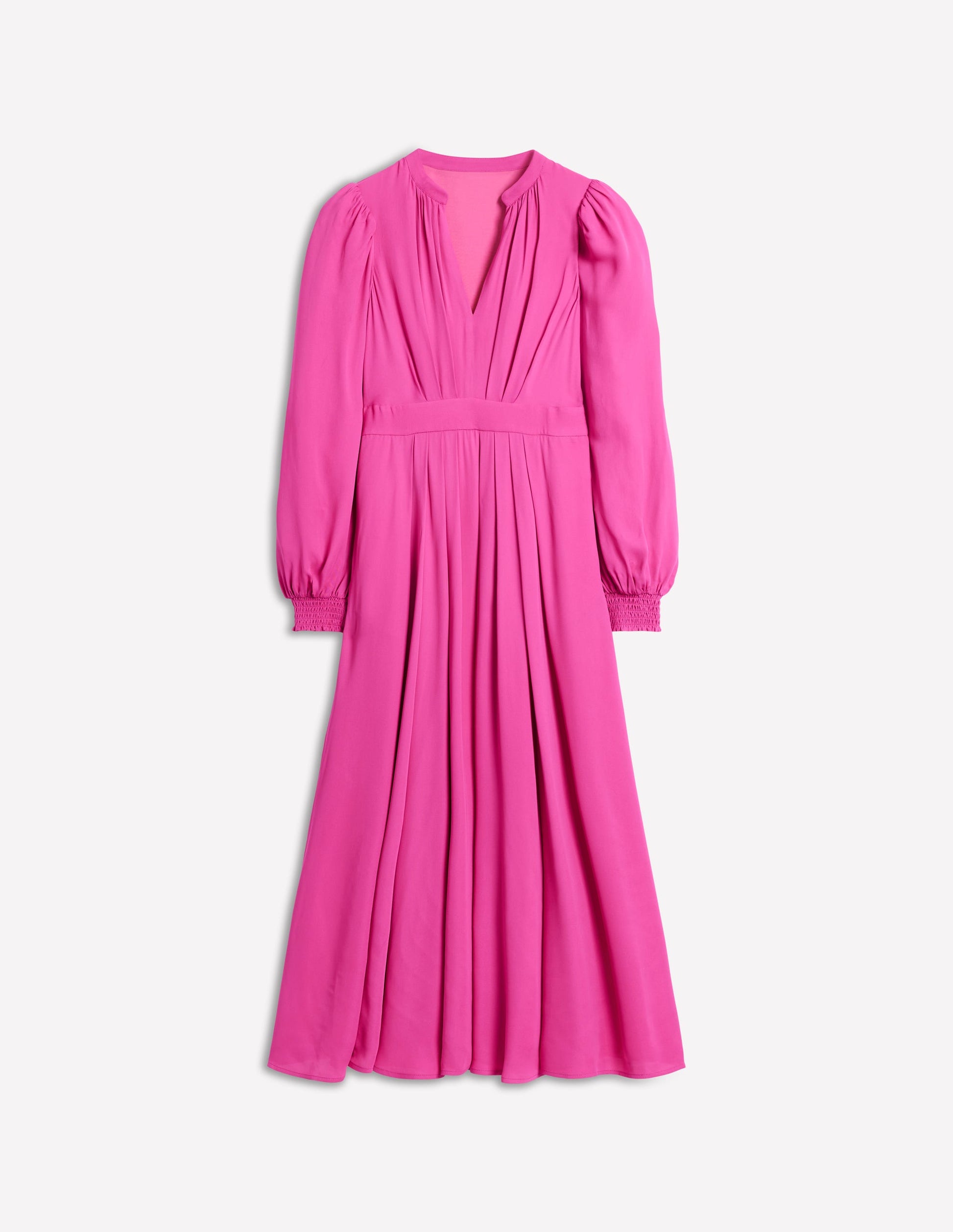 Pleat Detail Blouson Dress-Cosmos Pink-6