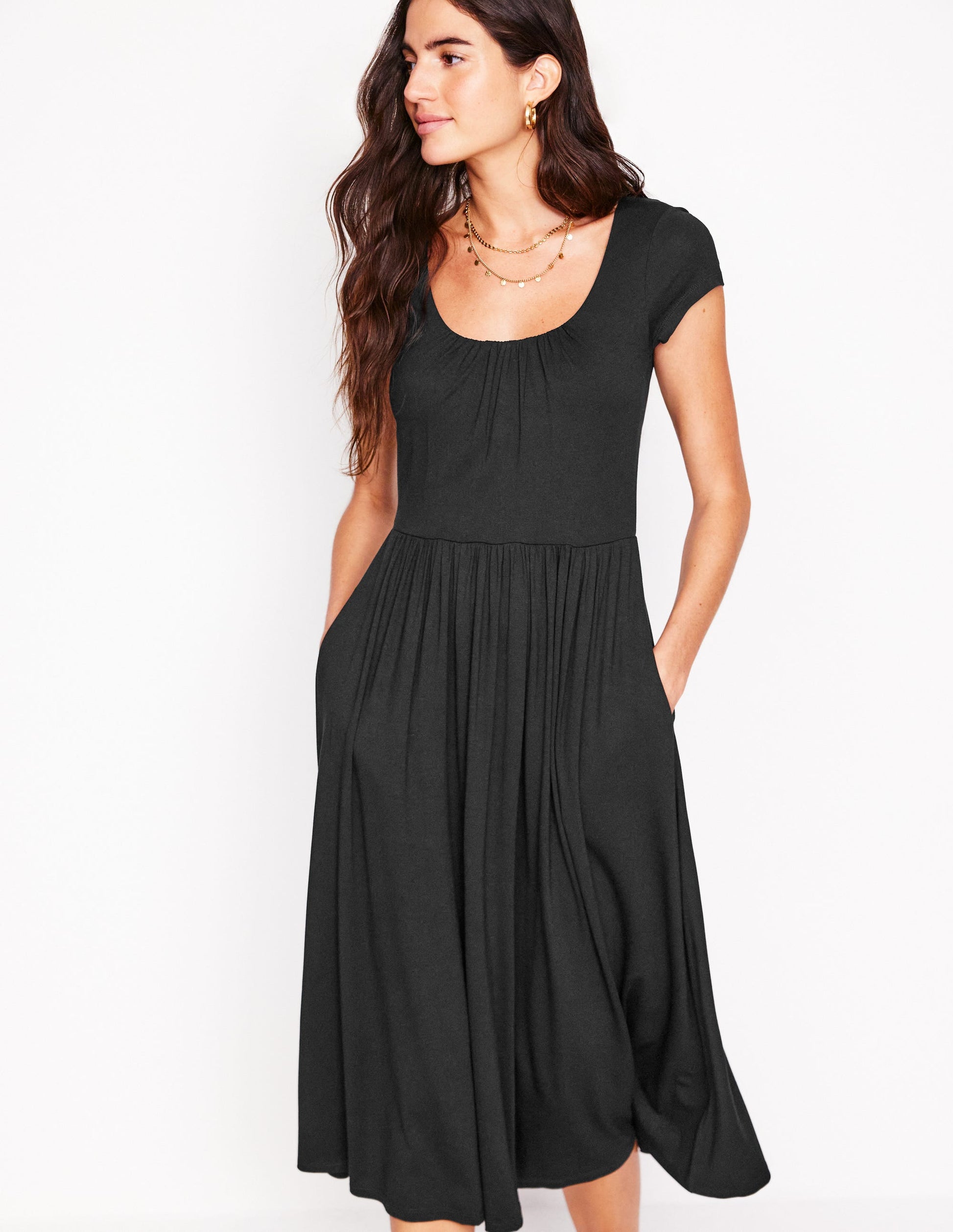 Samantha Scoop Jersey Dress-Black-4
