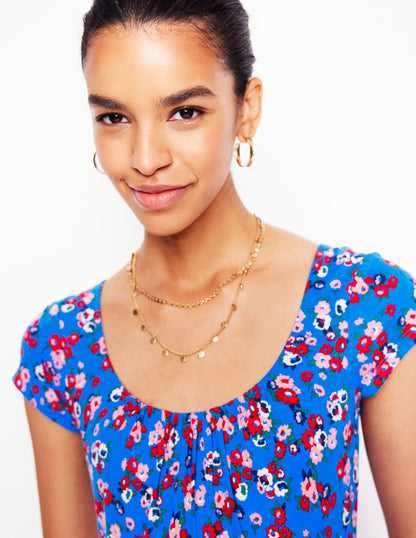 Samantha Scoop Jersey Dress-Cerulean Blue, Painterly Posy-3