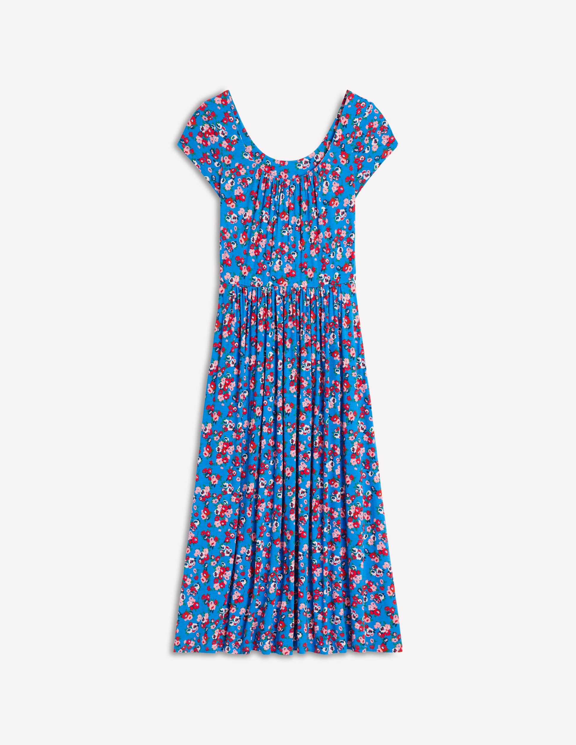 Samantha Scoop Jersey Dress-Cerulean Blue, Painterly Posy-6