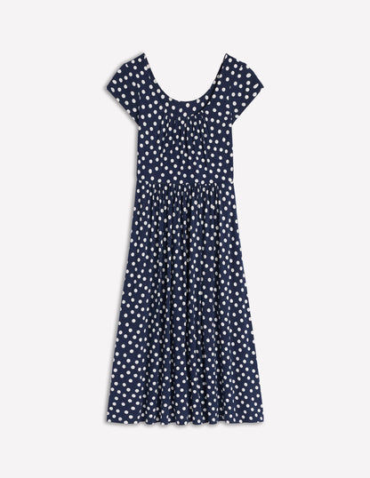 Samantha Scoop Jersey Dress-French Navy, Painted Dot-5