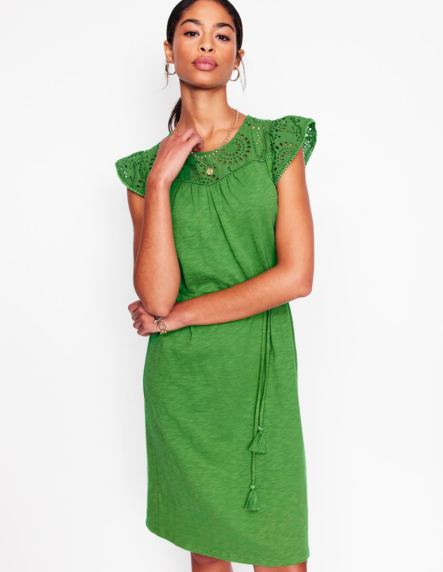 Juliet Broderie Short Dress-Paradise Green - Image 1