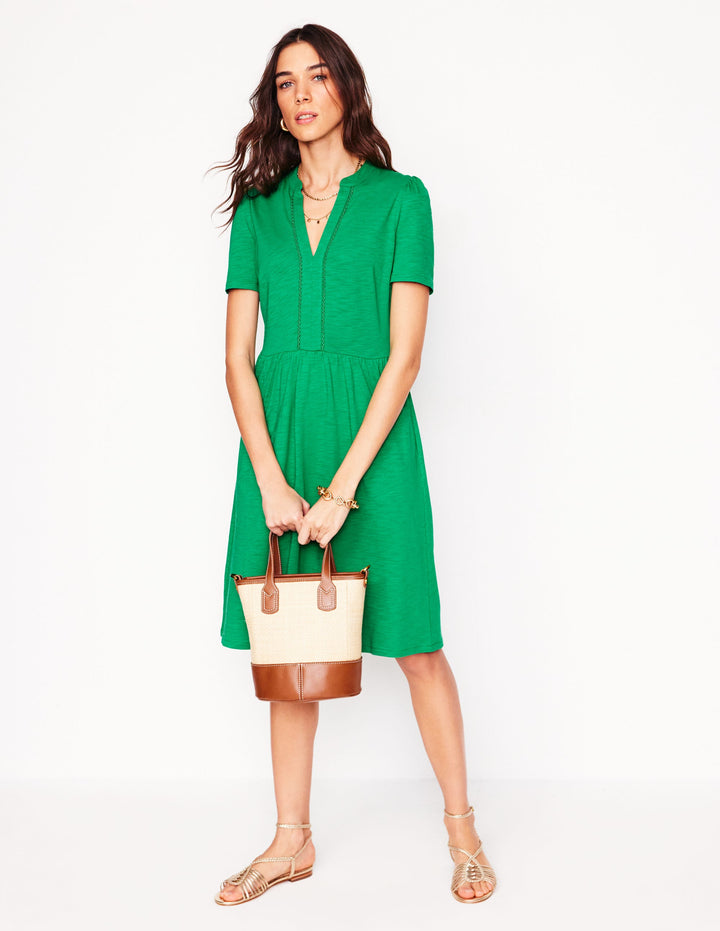 Naomi Short Jersey Dress-Rich Emerald