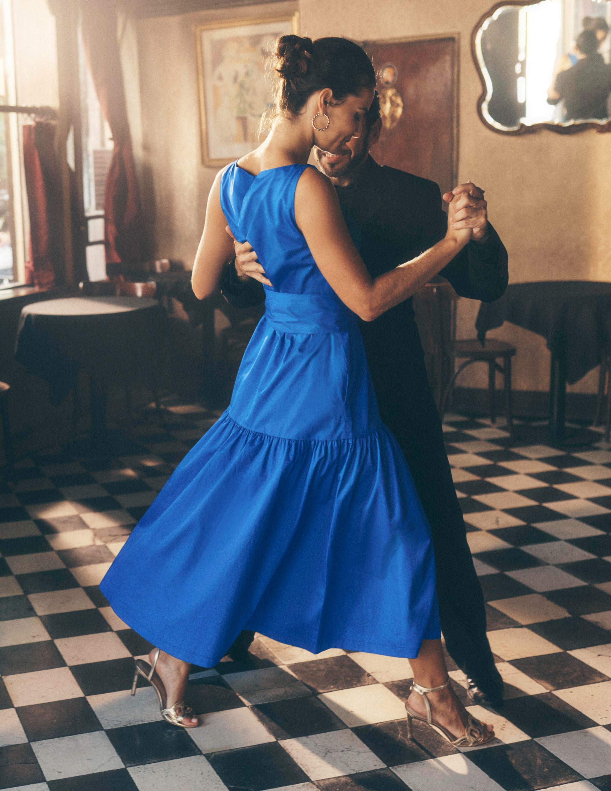 Deep Tier Fit & Flare Dress-Kingfisher Blue-6
