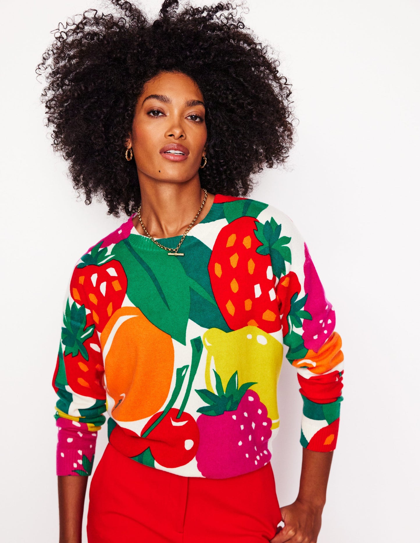 Lydia Cashmere Jumper-Multi, Summer Fruits