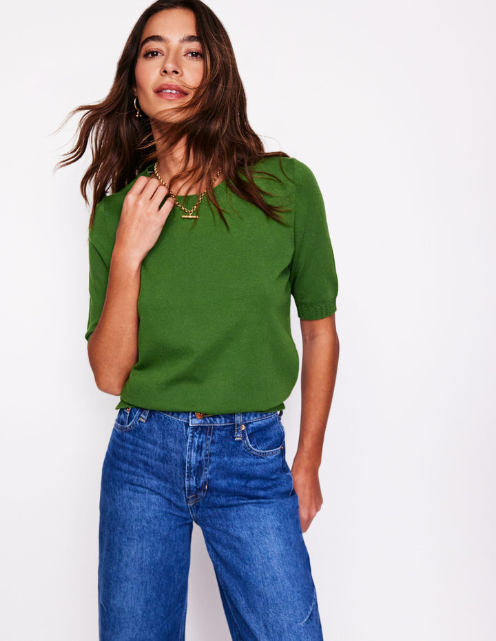 Emilia Cotton Crew T-shirt-Promenade Green