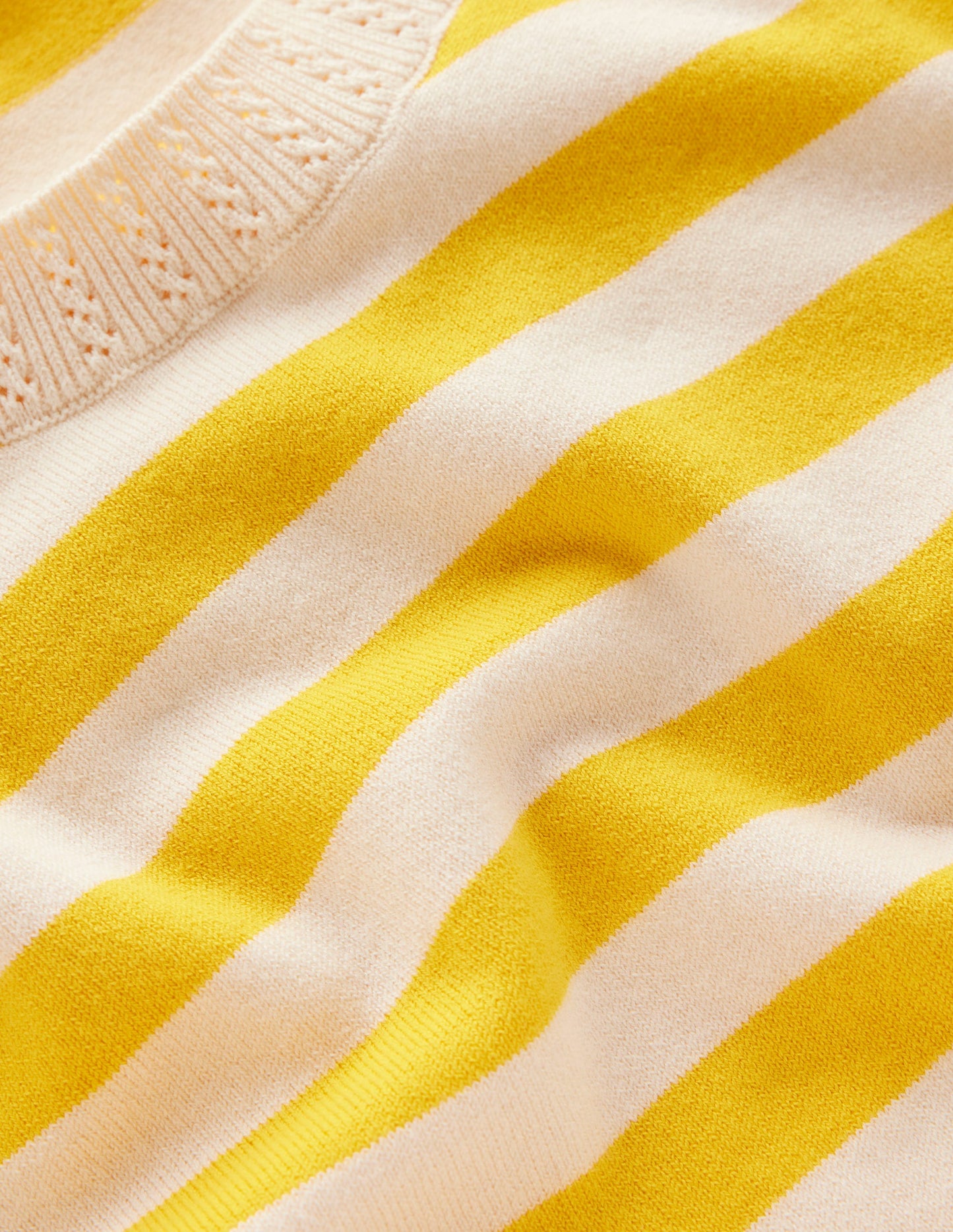 Emilia Cotton Crew T-shirt-Yellow and Ivory Stripe