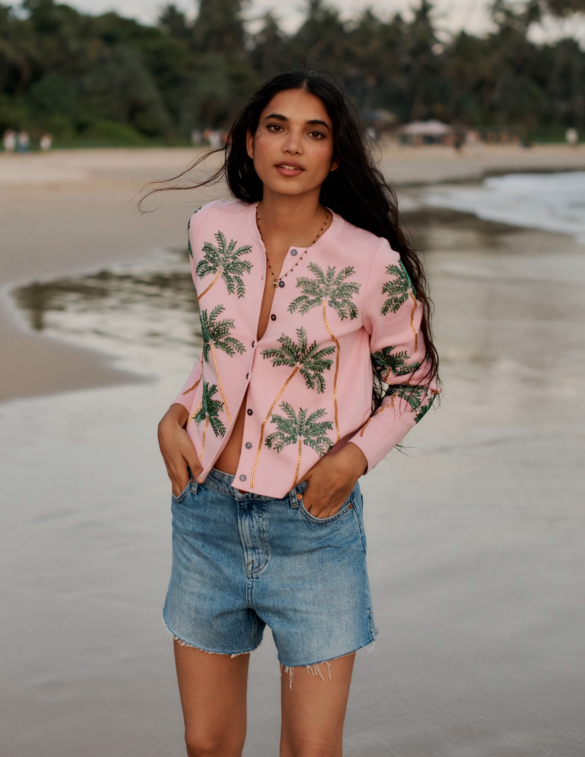 Embellished  Cardigan-Soft Pink - Image 5