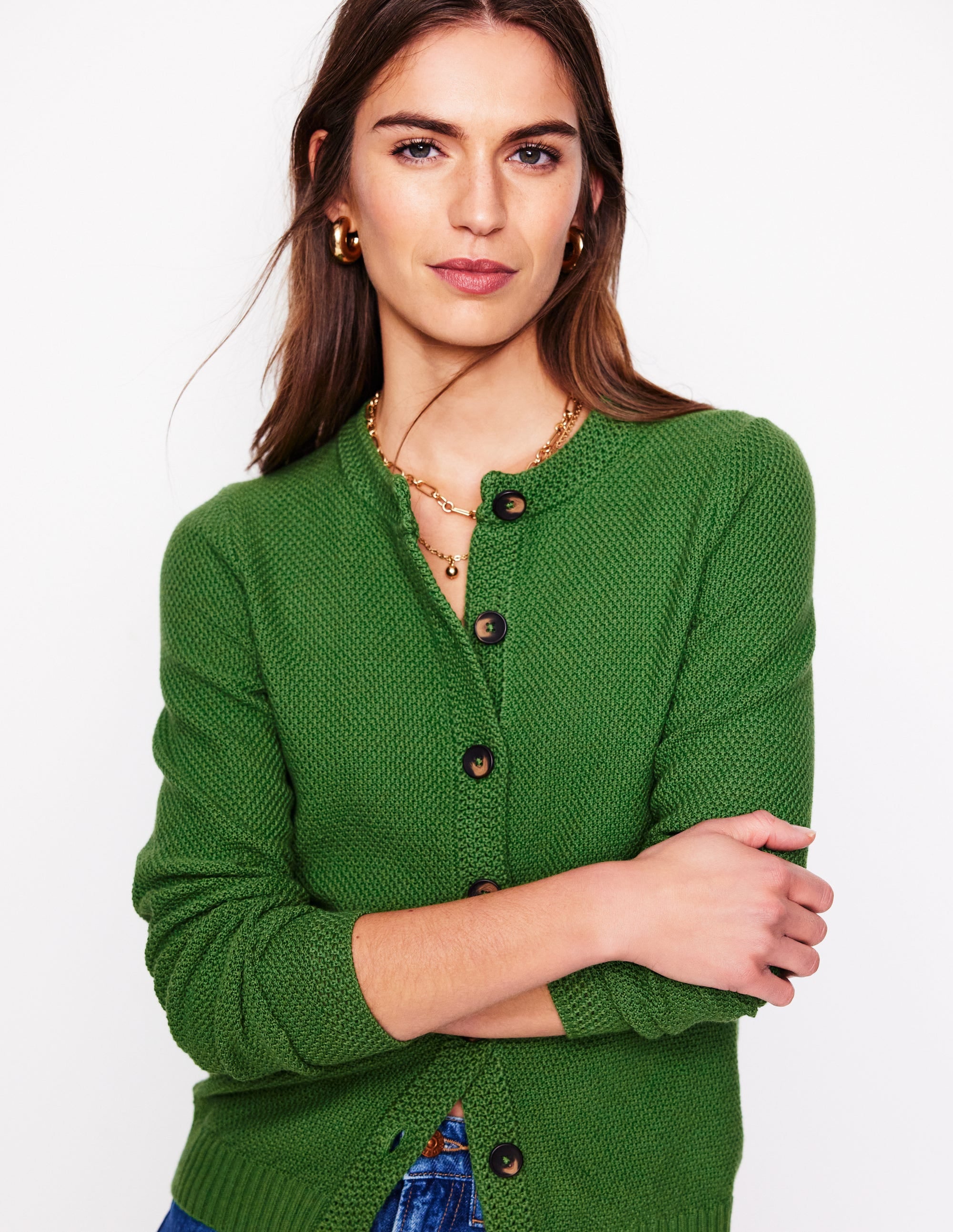 Callie Crochet Trim Cardigan-Paradise Green - Image 1