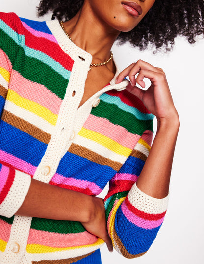 Callie Crochet Trim Cardigan-Bright Rainbow Stripe Large-3