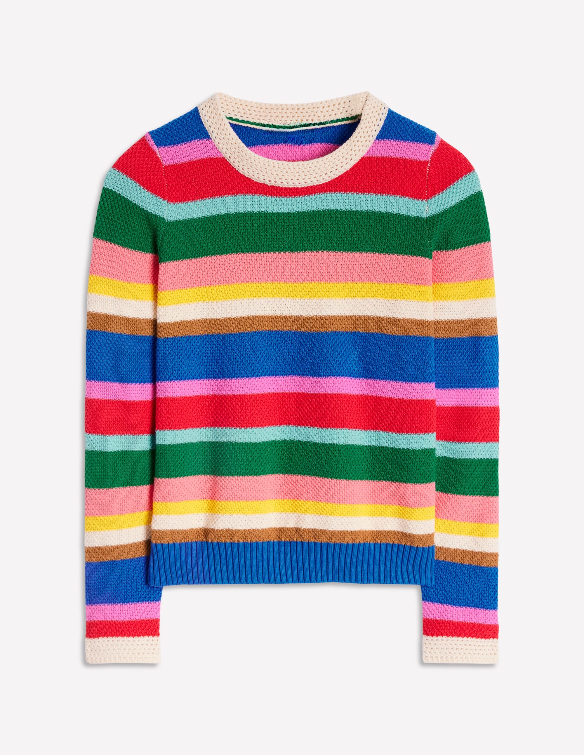 Callie Crochet Trim Jumper-Bright Rainbow Stripe Large - Image 7
