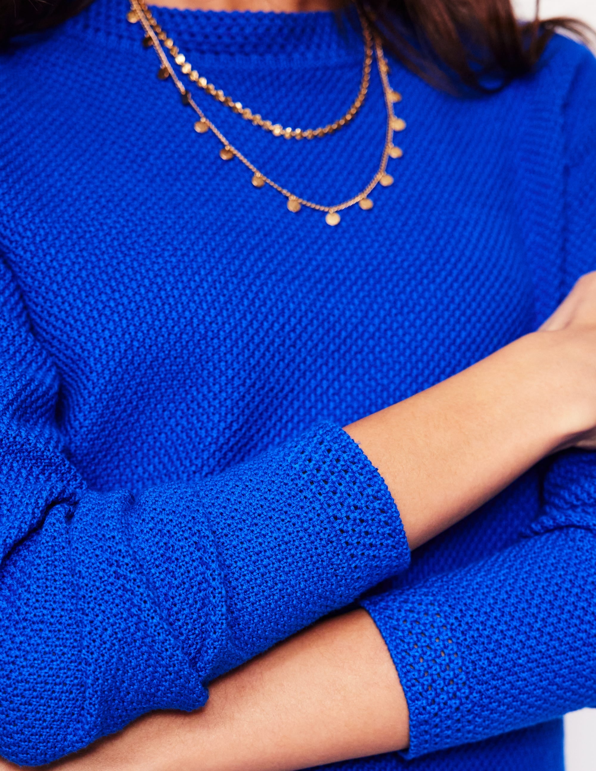 Callie Crochet Trim Jumper-Gallery Blue - Image 3