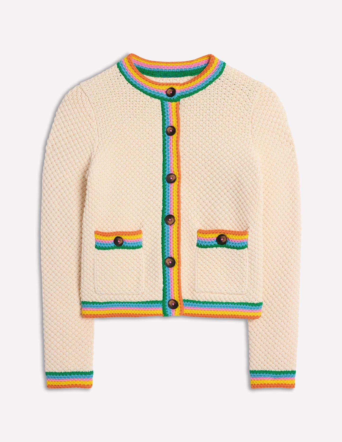 Libby Knitted Jacket-Warm Ivory, Rainbow