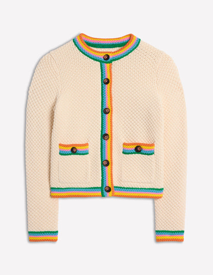 Libby Knitted Jacket-Warm Ivory, Rainbow