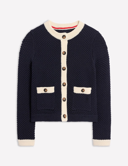 Libby Knitted Jacket-Navy/Warm Ivory