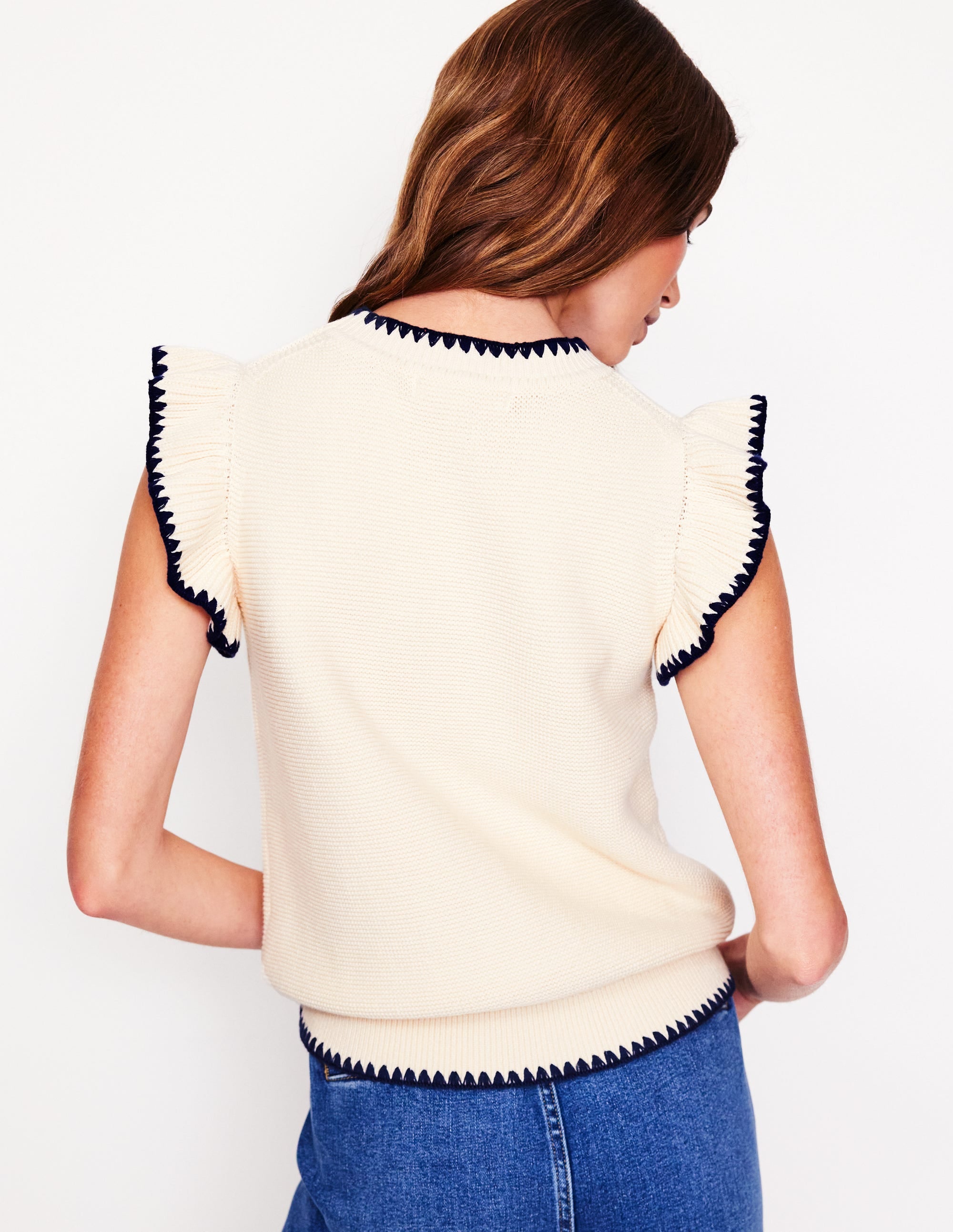 Lena Stitch Detail Tank-Warm Ivory - Image 4