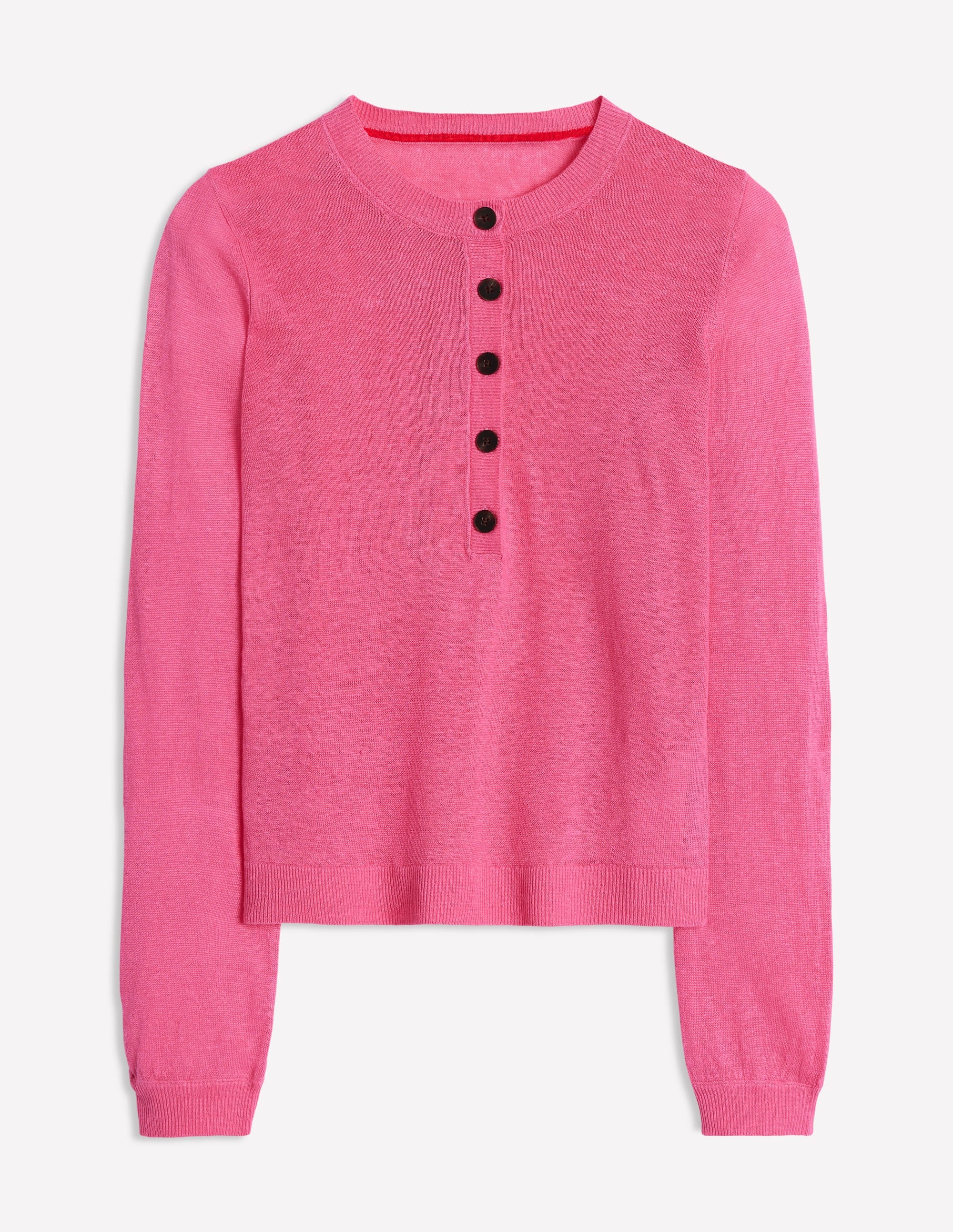 Liv Henley Linen Jumper-Pink Rose - Image 9