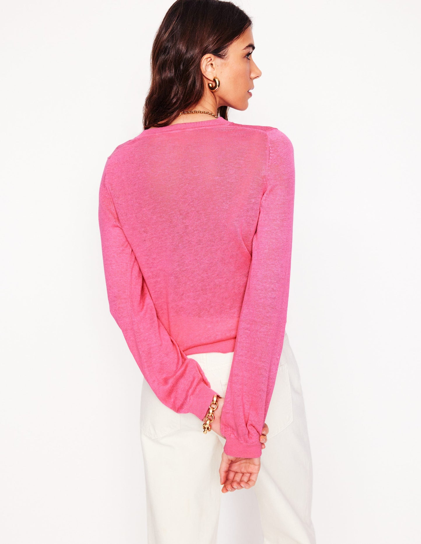 Liv Henley Linen Jumper-Pink Rose