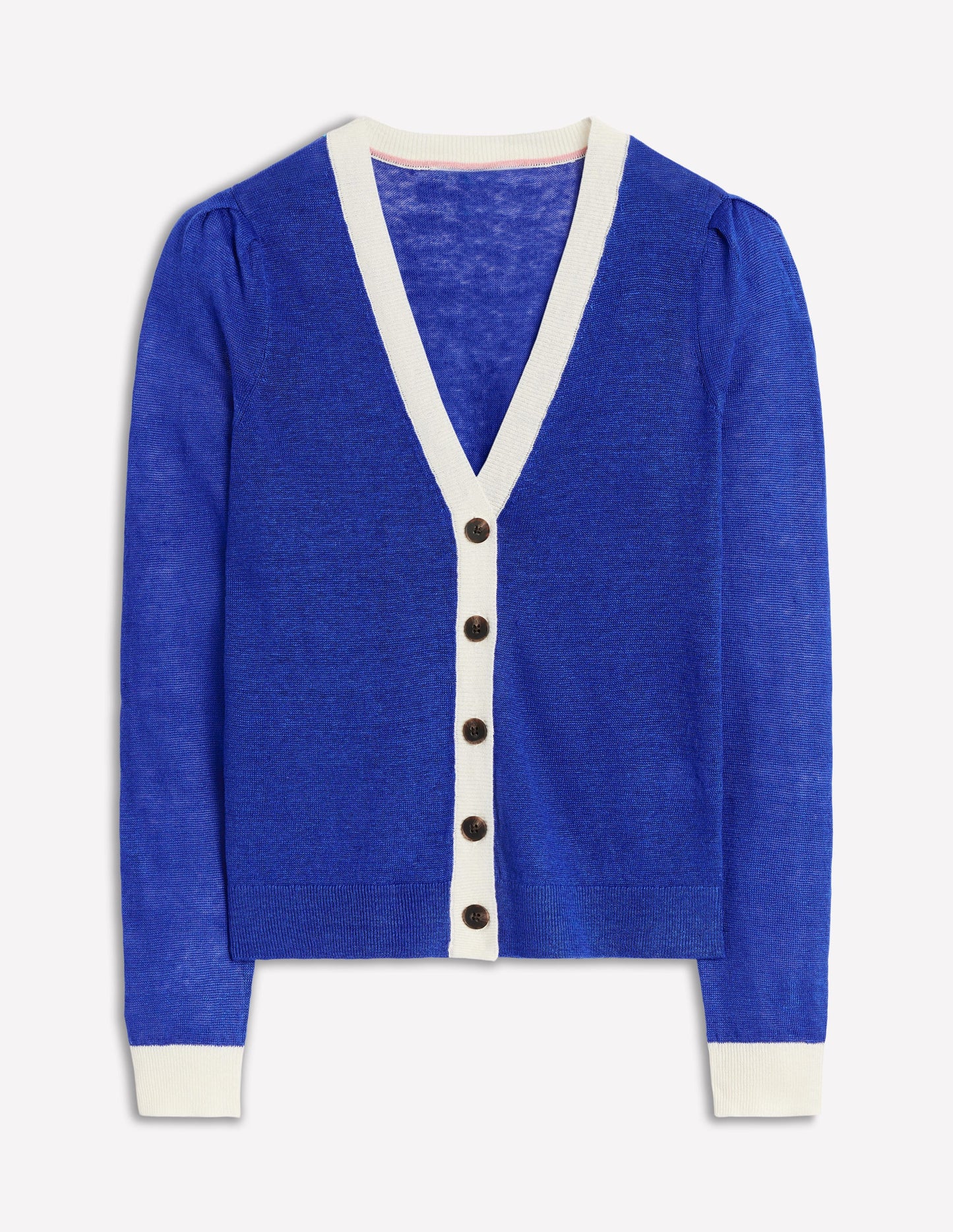 Liv V-Neck Linen Cardigan-Bright Blue