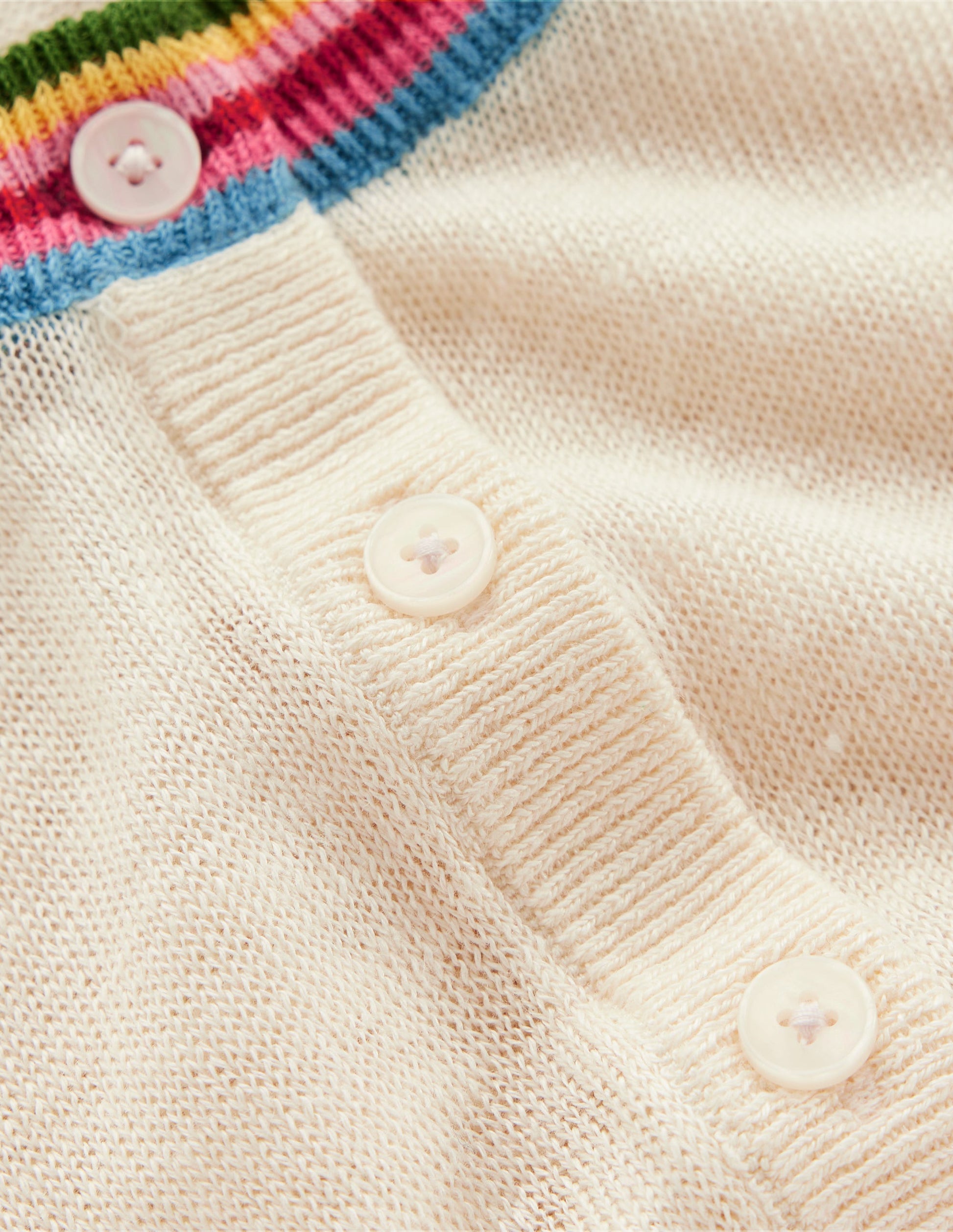 Josie Cropped Linen Cardigan-Warm Ivory, Multi Stripe-6