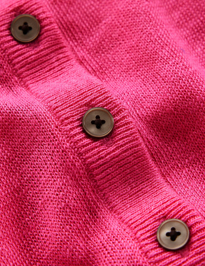 Josie Cropped Linen Cardigan-Sorbet Pink-6